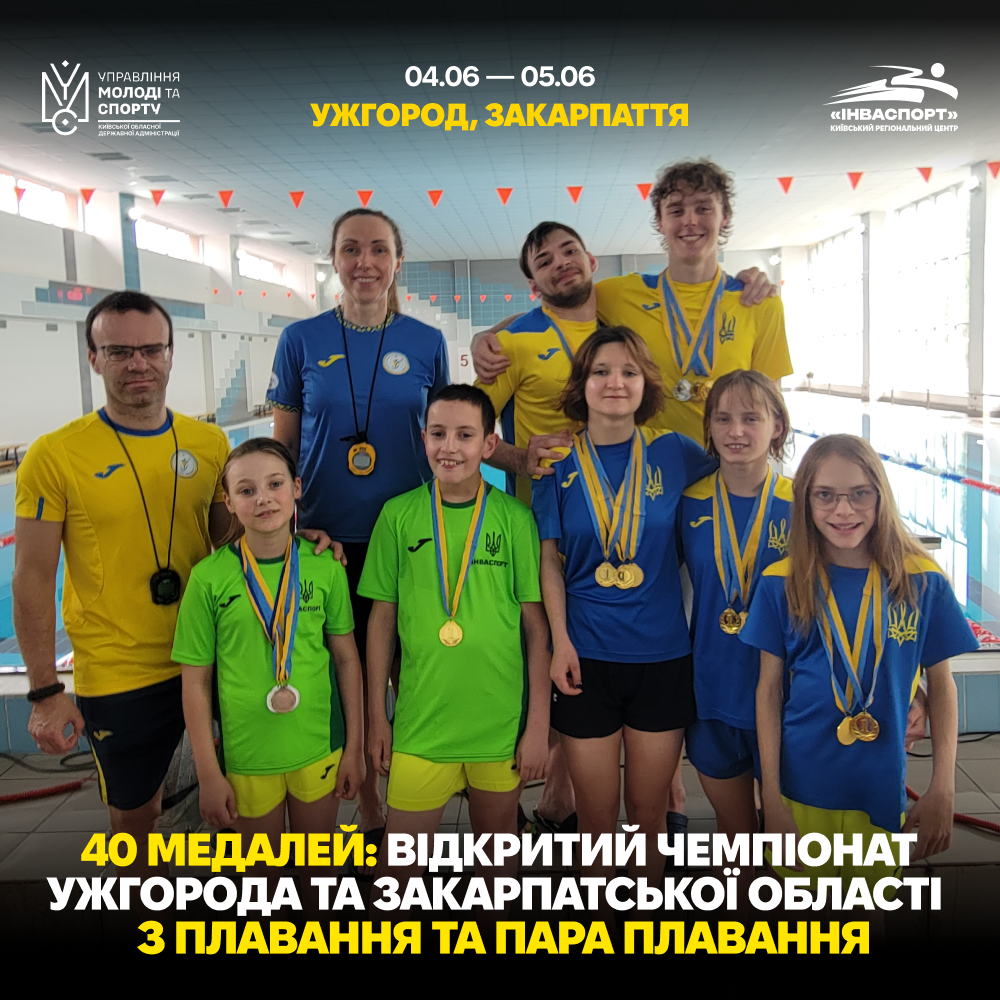 40 медалей Київщини на чемпіонаті з плавання та пара плавання в Ужгороді